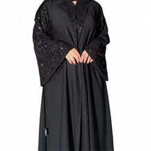 Load image into Gallery viewer, Black Beaded Abaya Set
